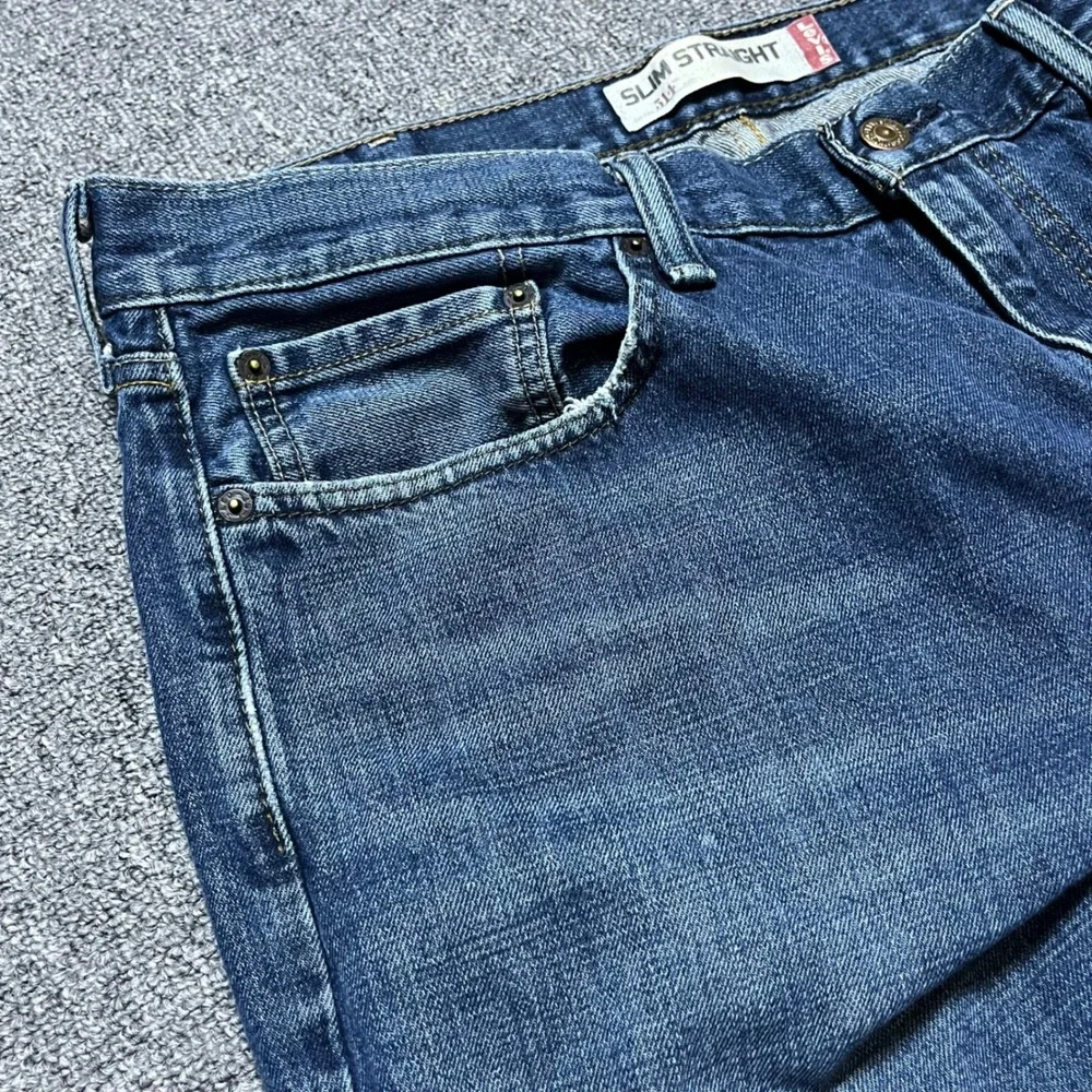 Levis 514 Slim Straight Jeans 38x30 Blue Denim Medium Wash Mens Pants